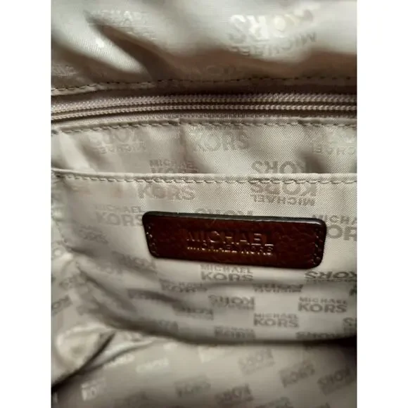 5207) Michael Kors Jet Set Tie Die Persimmon Orange Canvas Tote Leather Handle - Picture 7 of 9